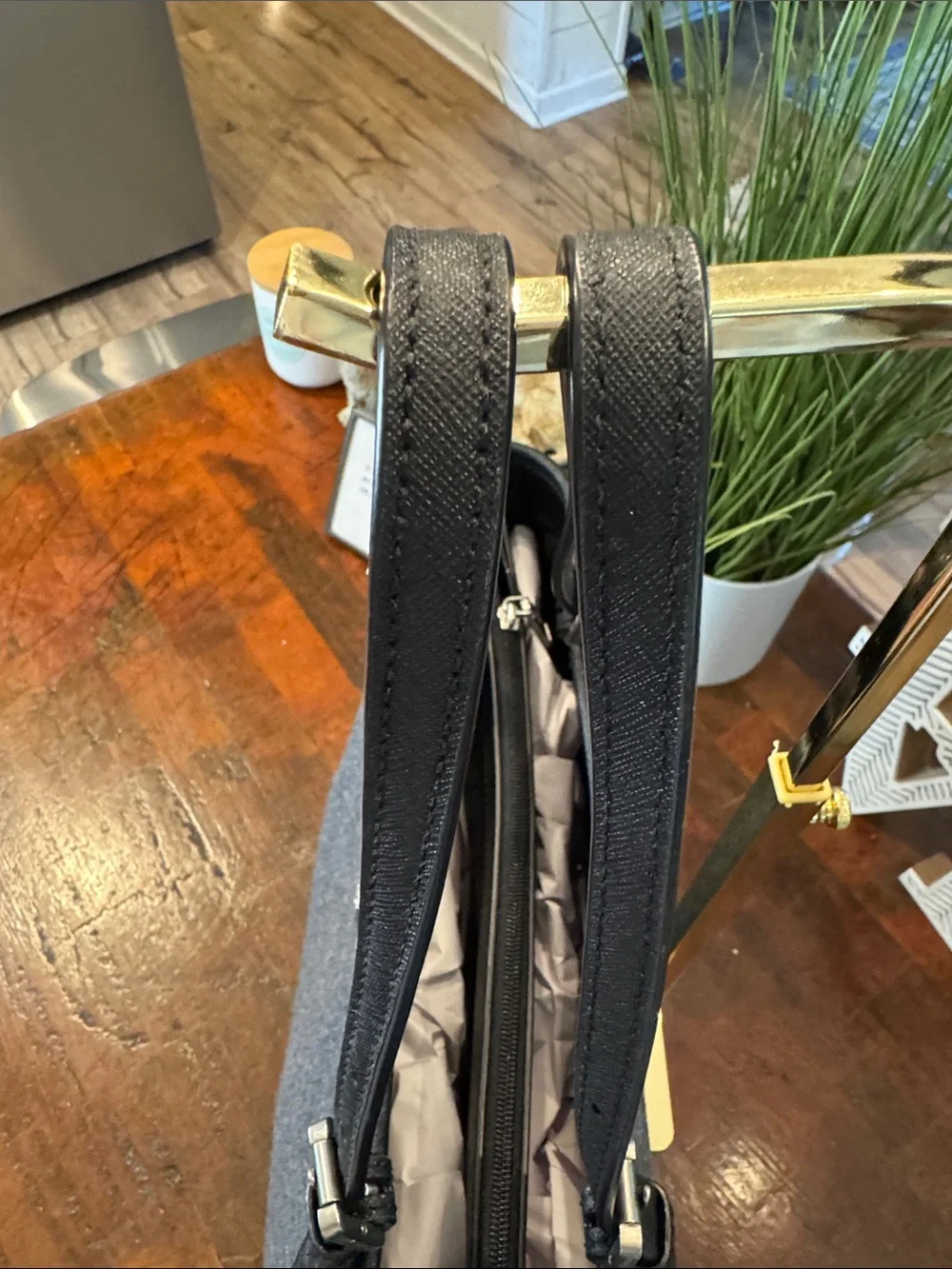 Tory Burch Gray Felt Tote with Black Trim